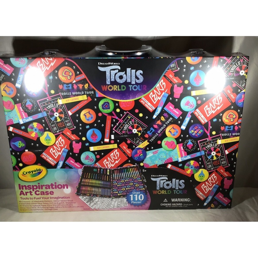 NEW Crayola Trolls World Tour Inspiration Art Case Over 110 Pieces Art Set Gifts